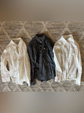 Boys Button-Up Shirts - White, White with birds, Charcoal